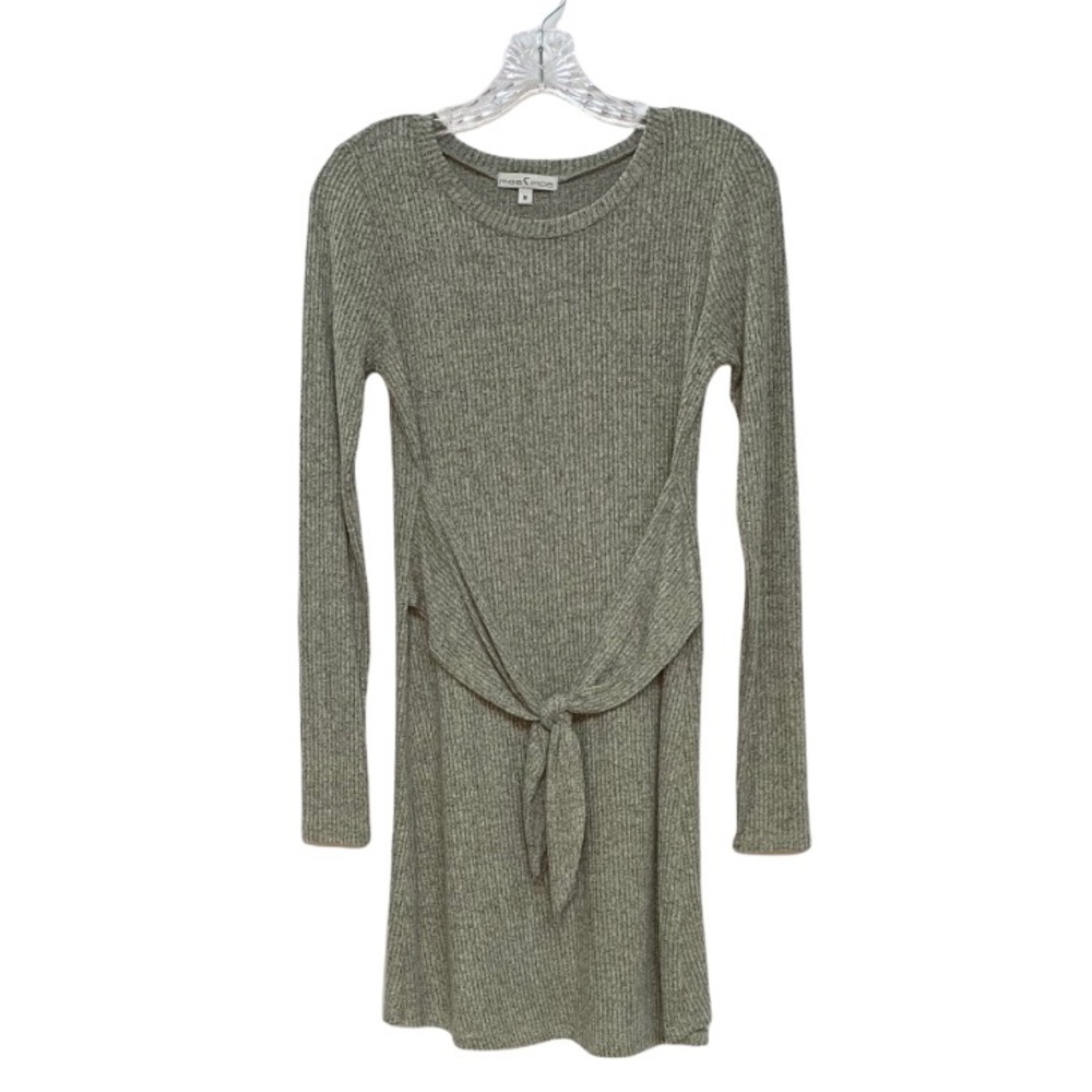🛍 5 for $25 NWT MOA MOA Gray Space Dye Tie Front Knit Fit-N-Flare Dress M